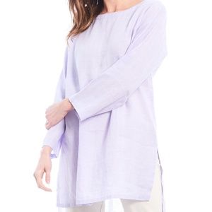 EILEEN FISHER TOP TUNIC BALLET NECK ORGANIC LINEN CASUAL LAGENLOOK NWT